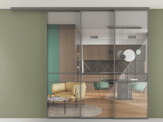 Перегородка Формато вдоль стены на потолок 3 створки с синхронным механизмом