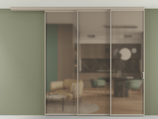 Перегородка Formato вдоль стены на потолок 3 створки с синхронным механизмом