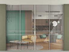 Перегородка Формато внутри проёма скрытое крепление в потолок 4 створки