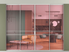 Перегородка Formato внутри проёма скрытое крепление в потолок 4 створки