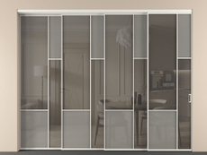 Перегородка Mosaic внутри проёма 4 створки с синхронным механизмом