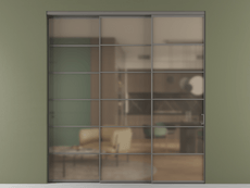 Перегородка Formato внутри проёма 3 створки с синхронным механизмом