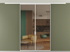 Перегородка Formato вдоль стены на потолок 2 створки