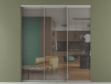 Перегородка Formato внутри проёма 3 створки с синхронным механизмом