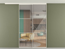 Перегородка Formato вдоль стены на потолок 2 створки с синхронным механизмом