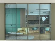 Перегородка Formato внутри проёма скрытое крепление в потолок 4 створки