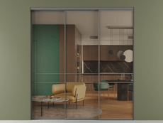 Перегородка Formato внутри проёма 3 створки с синхронным механизмом