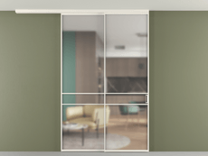 Перегородка Formato вдоль стены на потолок 2 створки с синхронным механизмом