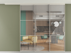 Перегородка Формато вдоль стены на потолок 3 створки с синхронным механизмом