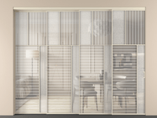 Перегородка Мозаик внутри проёма 4 створки с синхронным механизмом