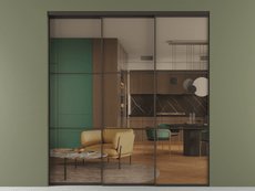 Перегородка Formato внутри проёма 3 створки с синхронным механизмом