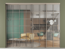 Перегородка Формато внутри проёма 4 створки с синхронным механизмом