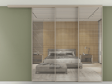 Перегородка Formato вдоль стены на потолок 3 створки с синхронным механизмом