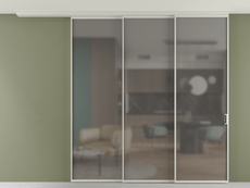 Перегородка Formato вдоль стены на потолок 3 створки с синхронным механизмом