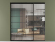 Перегородка Formato внутри проёма 3 створки с синхронным механизмом