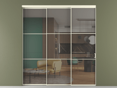 Перегородка Formato внутри проёма 3 створки с синхронным механизмом