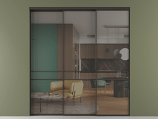 Перегородка Formato внутри проёма 3 створки с синхронным механизмом