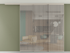 Перегородка Формато вдоль стены на потолок 3 створки с синхронным механизмом