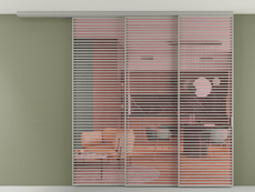 Перегородка Formato вдоль стены на потолок 3 створки с синхронным механизмом