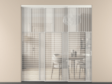 Перегородка Мозаик внутри проёма 3 створки с синхронным механизмом