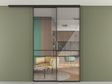 Перегородка Formato вдоль стены на потолок 2 створки с синхронным механизмом