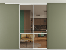 Перегородка Формато вдоль стены на потолок 2 створки с синхронным механизмом