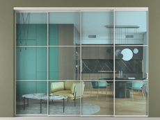 Перегородка Формато внутри проёма 4 створки с синхронным механизмом