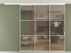 Перегородка Formato вдоль стены на потолок 3 створки с синхронным механизмом