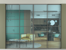 Перегородка Формато внутри проёма скрытое крепление в потолок 4 створки