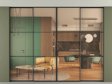 Перегородка Формато внутри проёма скрытое крепление в потолок 4 створки