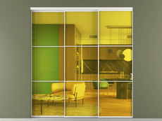 Перегородка Formato внутри проёма 3 створки с синхронным механизмом