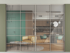 Перегородка Формато внутри проёма скрытое крепление в потолок 4 створки