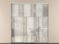 Перегородка Mosaic внутри проёма 3 створки с синхронным механизмом