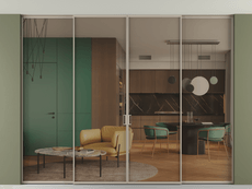 Перегородка Formato внутри проёма скрытое крепление в потолок 4 створки