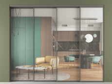 Перегородка Формато внутри проёма 4 створки с синхронным механизмом