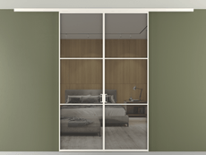 Перегородка Formato вдоль стены на потолок 2 створки