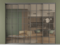 Перегородка Формато внутри проёма 4 створки с синхронным механизмом