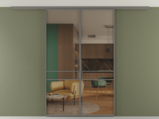 Перегородка Формато вдоль стены на потолок 2 створки