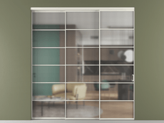 Перегородка Formato внутри проёма 3 створки с синхронным механизмом