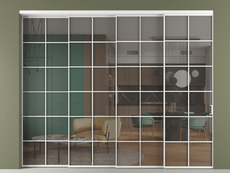 Перегородка Formato внутри проёма 4 створки с синхронным механизмом