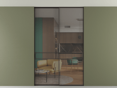 Перегородка Formato внутри проёма скрытое крепление в потолок 2 створки