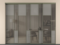 Перегородка Mosaic внутри проёма 4 створки с синхронным механизмом