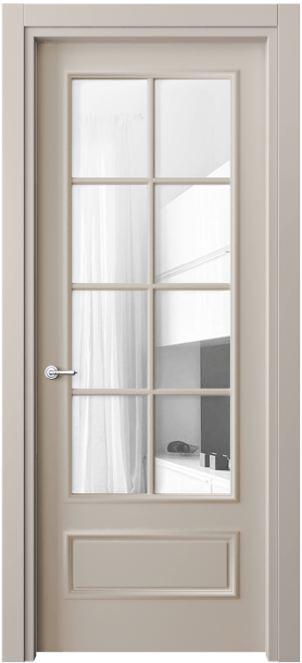 Дверь межкомнатная 8112 МСБЖ Прозрачное стекло. Цвет Матовый светло-бежевый. Материал Гладкая эмаль. Коллекция Париж. Картинка.